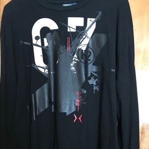 Men’s Blk long sleeve POLO T, Med, 100% Cotton